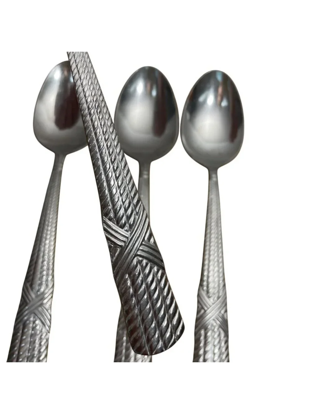 Farberware FRW56 Pattern 4 Oval Soup Tablespoons Stainless Flatware Glossy Rope